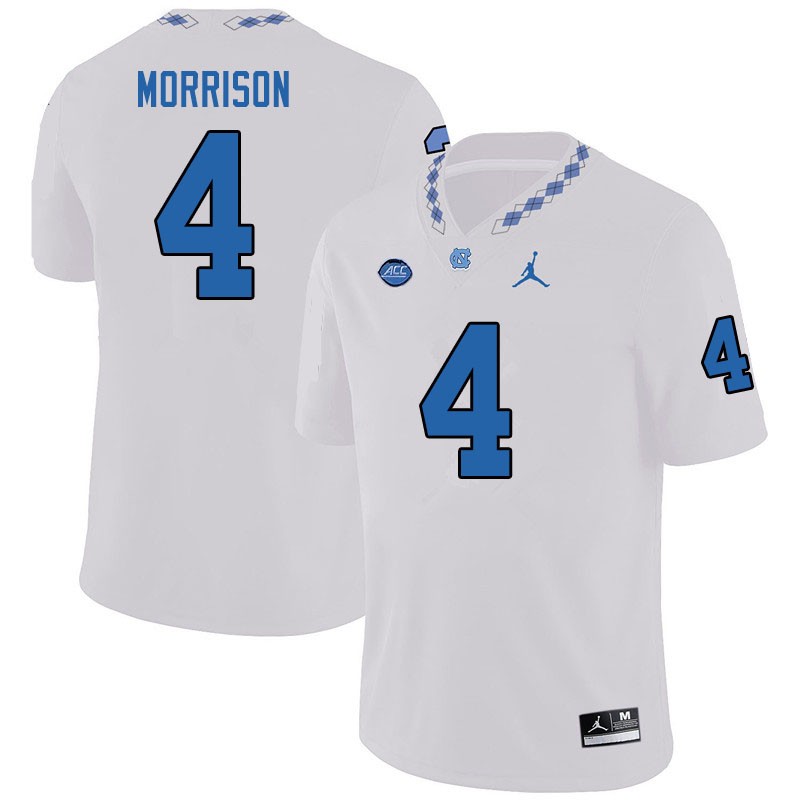 Jordan Brand Men #4 Trey Morrison North Carolina Tar Heels College Football Jerseys Sale-White